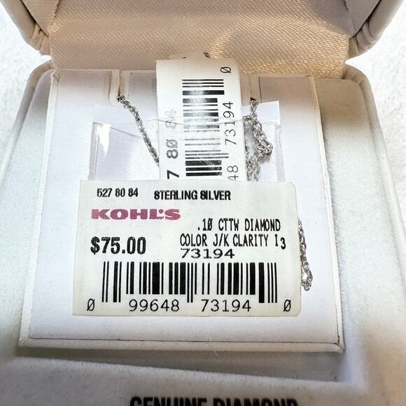 Double Ring Diamond 1/10 CTTW 925 Sterling Silver Pendant Necklace NEW With Tags - Picture 3 of 4